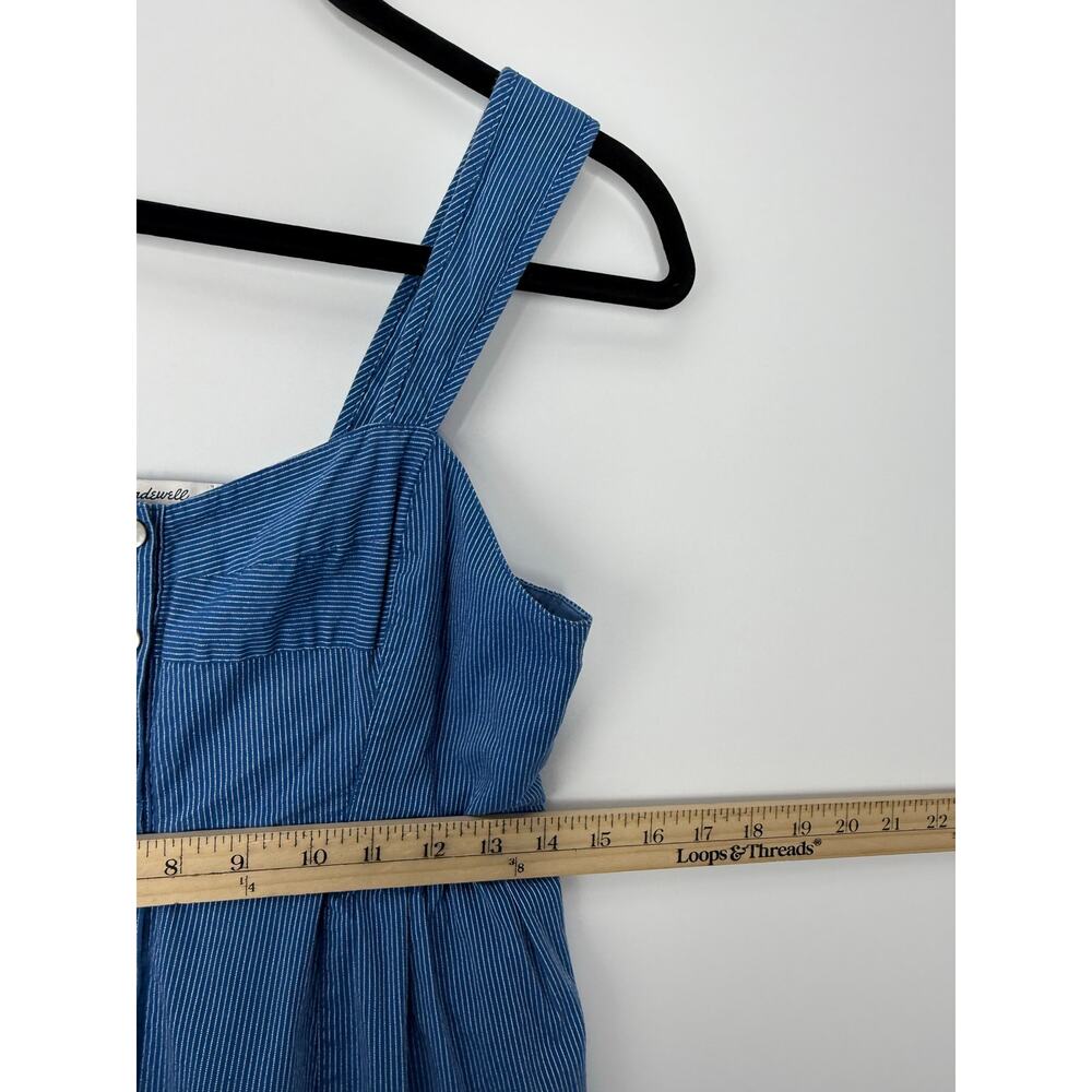 Madewell Tiered Button Front Midi Dress Blue Stripe Cotton 4P Petite Cottage - Picture 13 of 14